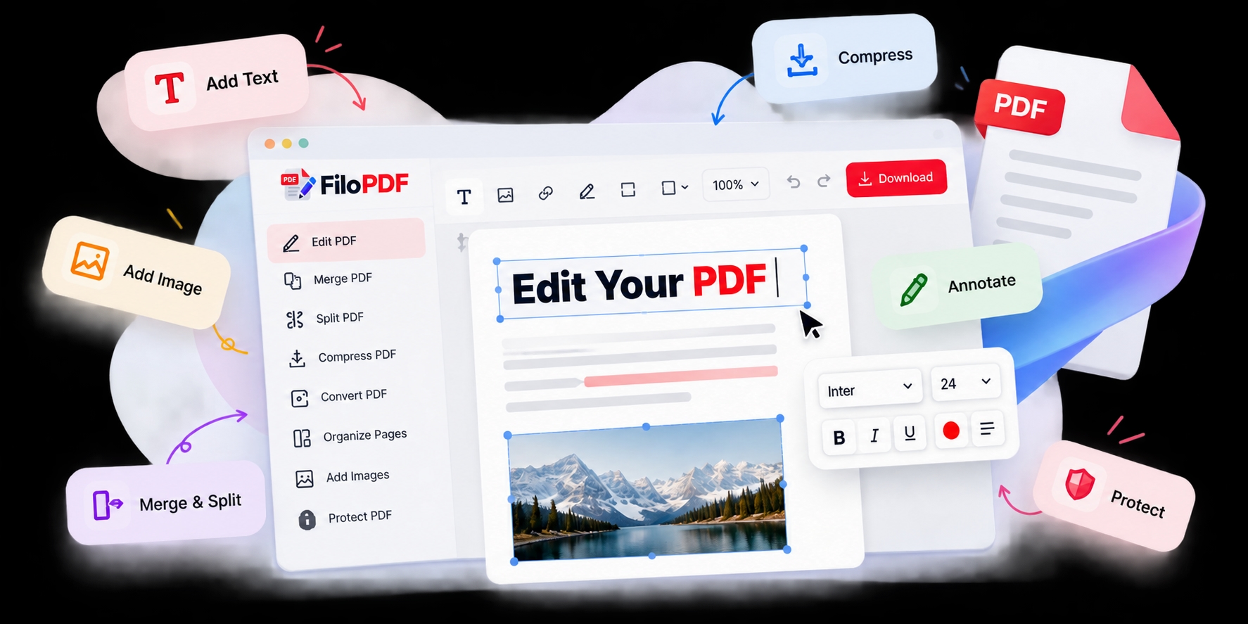 FiloPDF editor - add text, images, annotate, and download
